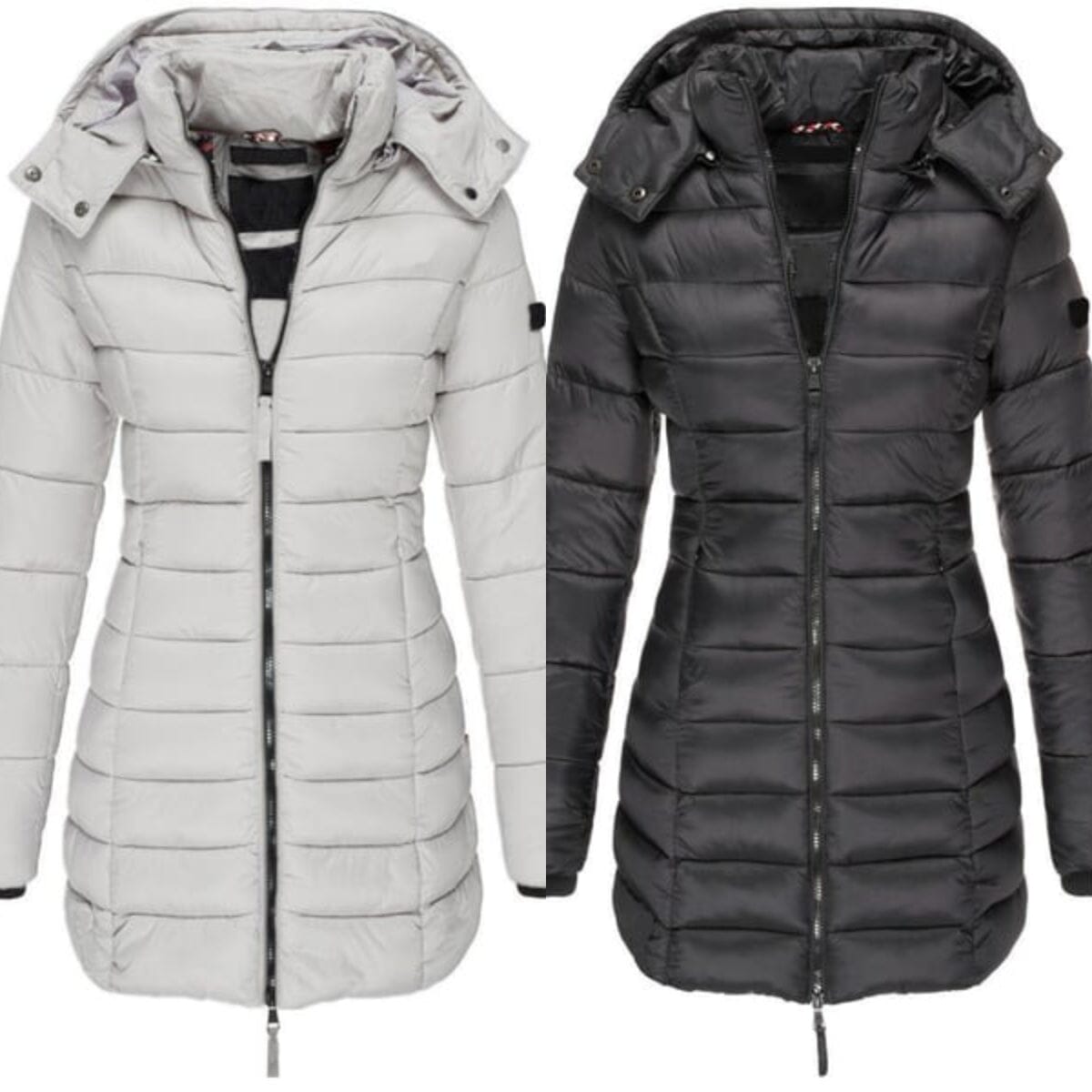Veste matelassée mi-longue femme à capuche