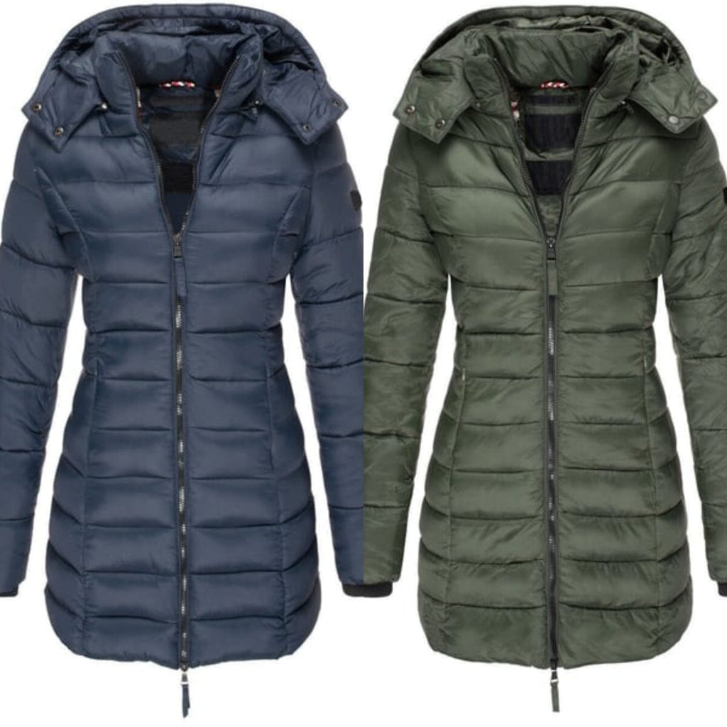 Veste matelassée mi-longue femme à capuche