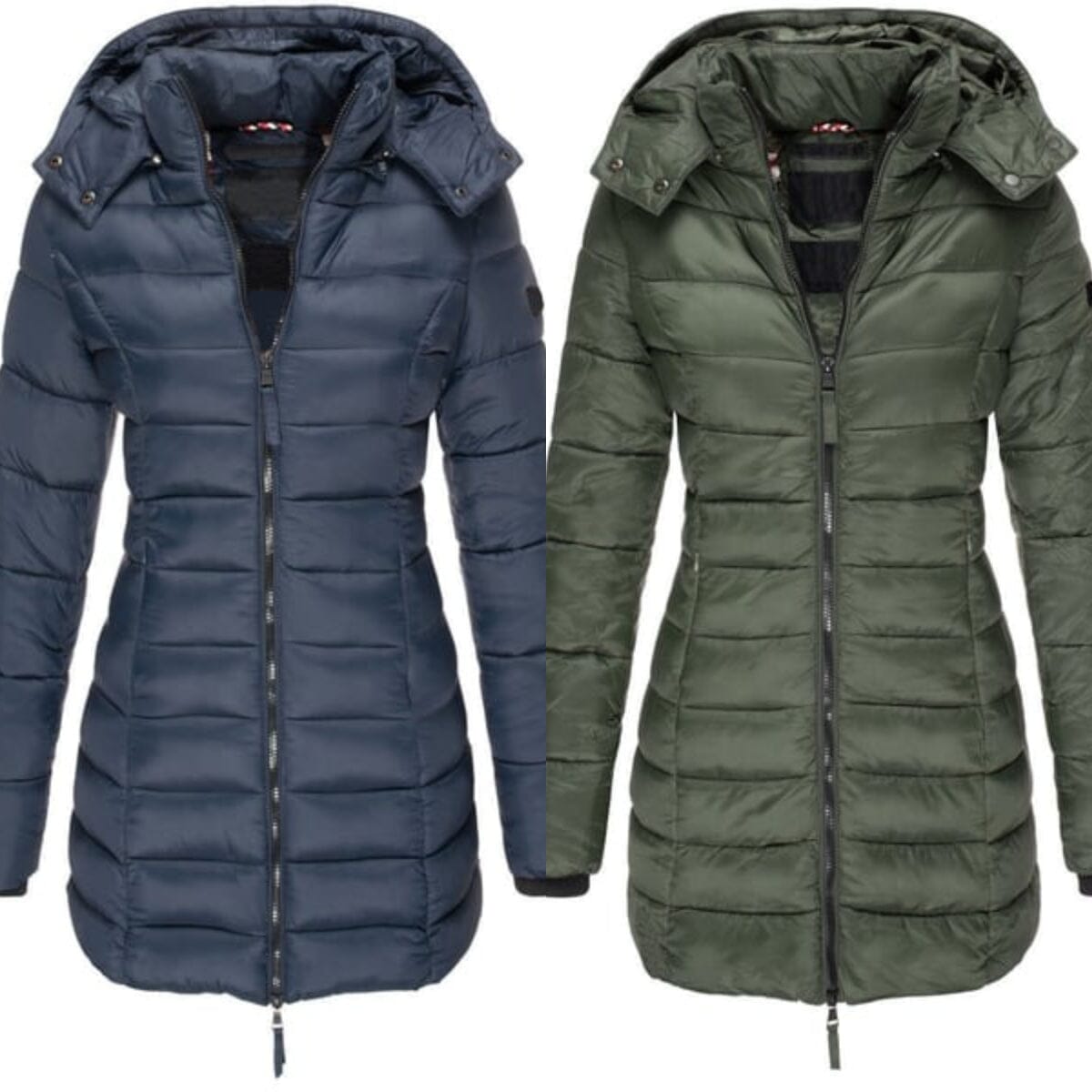 Veste matelassée mi-longue femme à capuche