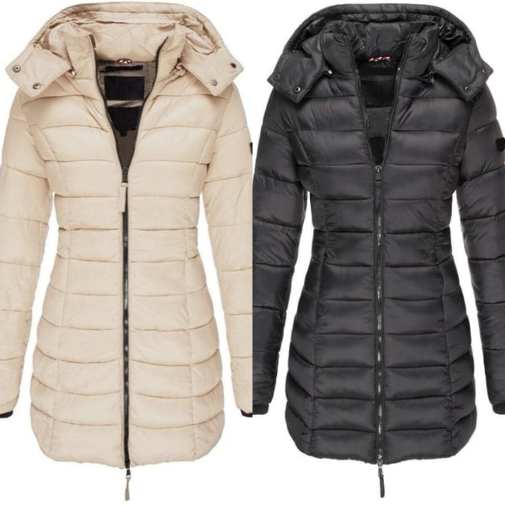 Veste matelassée mi-longue femme à capuche