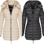 Veste matelassée mi-longue femme à capuche
