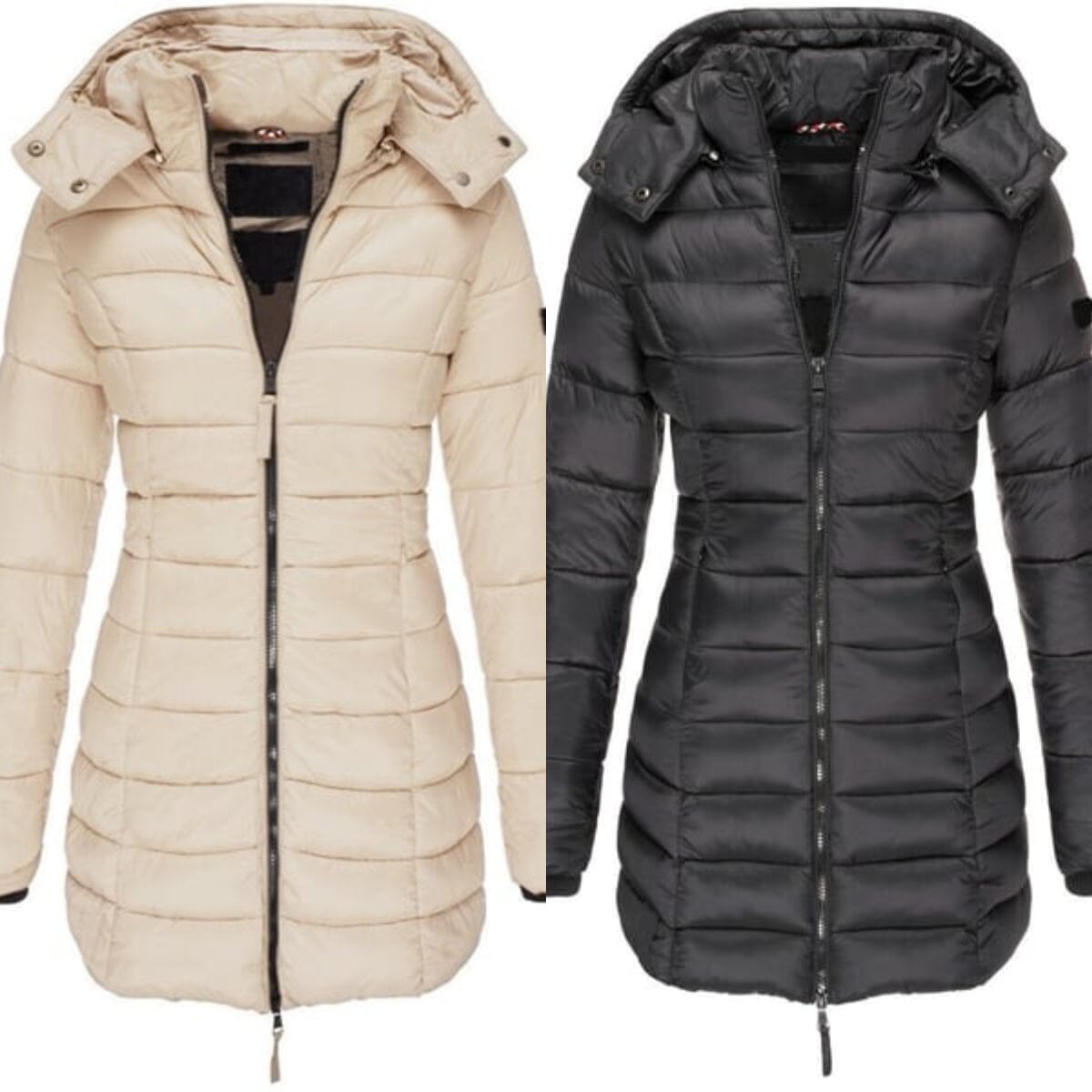 Veste matelassée mi-longue femme à capuche