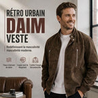 Blouson homme rétro aspect daim col montant