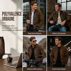 Blouson homme rétro aspect daim col montant
