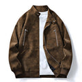 Blouson homme rétro aspect daim col montant - Marron