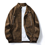 Blouson homme rétro aspect daim col montant - Marron