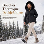 Parka femme cintrée doublée polaire capuche fausse fourrure