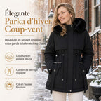 Parka femme cintrée doublée polaire capuche fausse fourrure