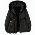 Parka femme cintrée doublée polaire capuche fausse fourrure - Noir
