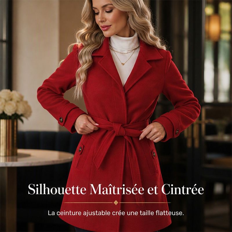 Manteau cintré femme effet laine boutonnage simple