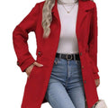 Manteau cintré femme effet laine boutonnage simple - Rouge
