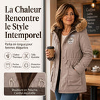 Parka femme doublée peluche capuche fausse fourrure
