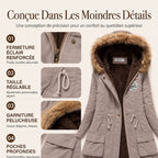 Parka femme doublée peluche capuche fausse fourrure
