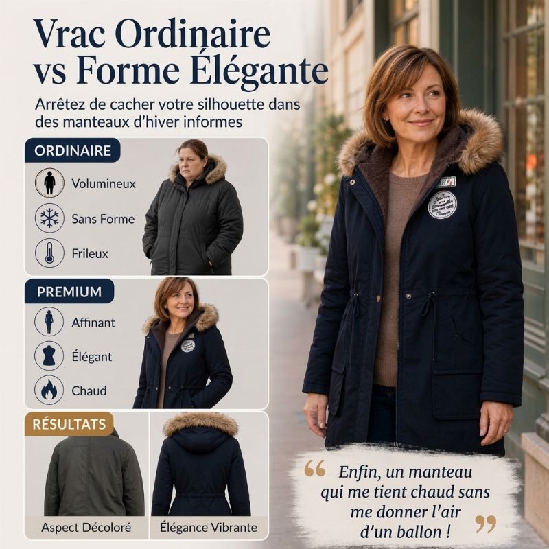 Parka femme doublée peluche capuche fausse fourrure