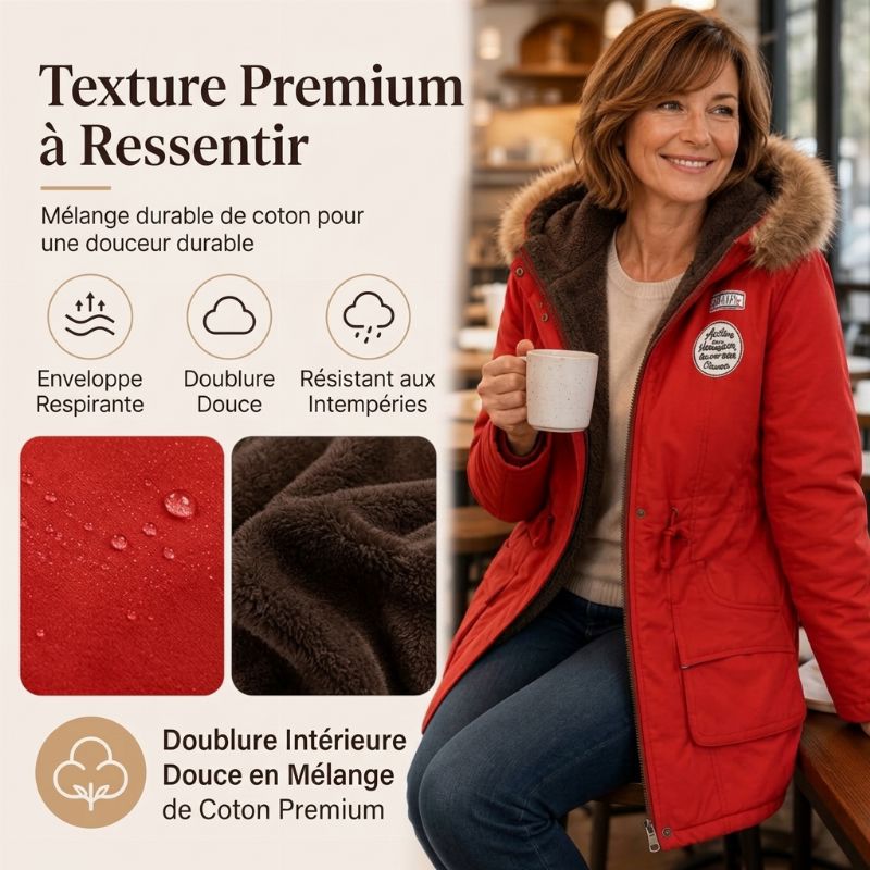 Parka femme doublée peluche capuche fausse fourrure