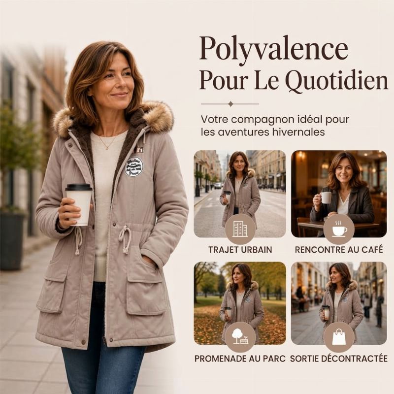 Parka femme doublée peluche capuche fausse fourrure