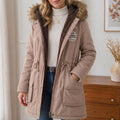 Parka femme doublée peluche capuche fausse fourrure - Kaki