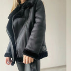 Veste en cuir synthétique femme, coloris beige