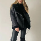 Veste en cuir synthétique femme, coloris marron