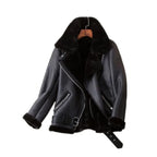 Veste en cuir synthétique doublée polaire femme, vue de dos